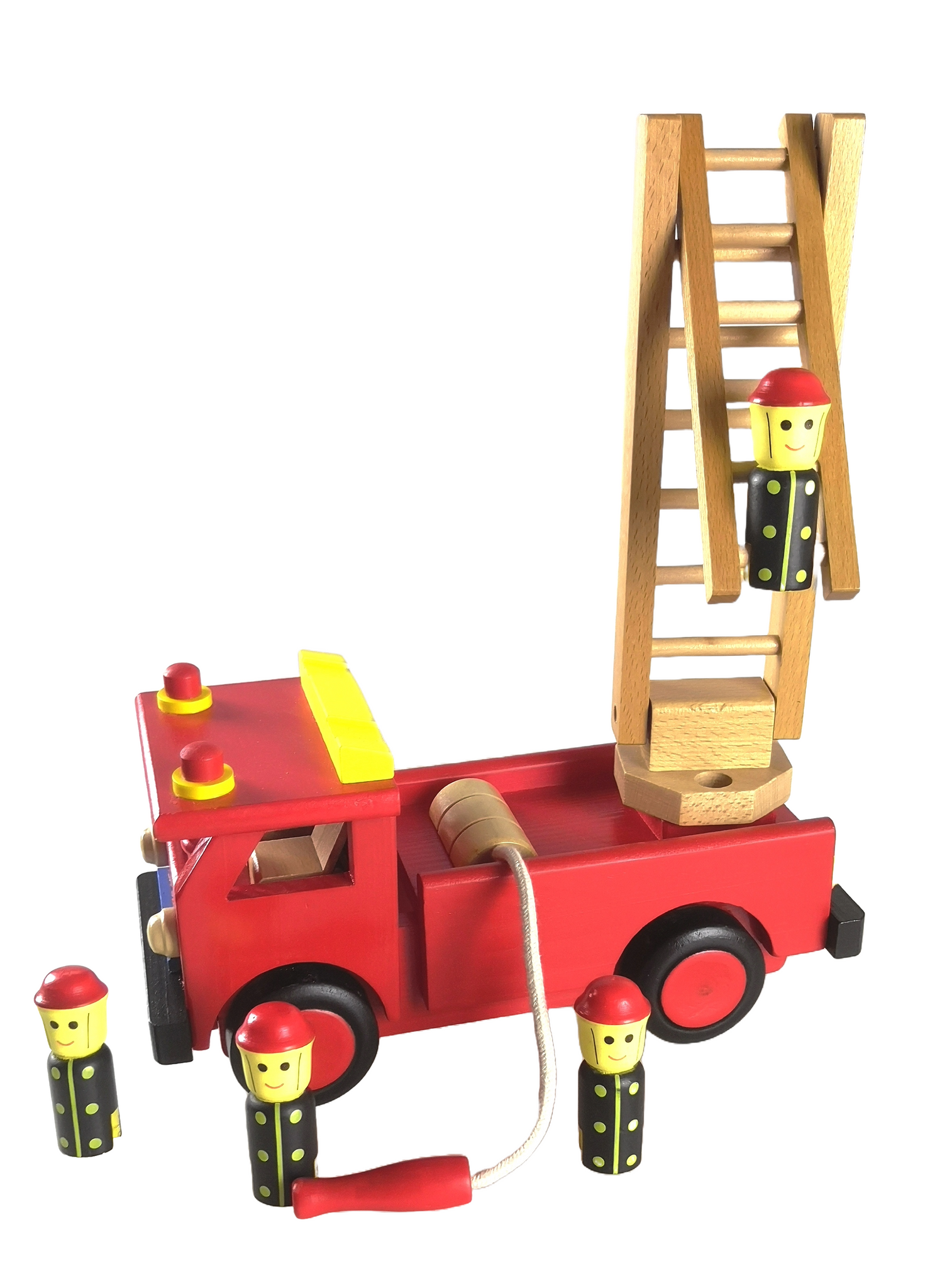 Fun Factory Wooden Fire Engine Truck with Folding and Rotating Ladder Little Online Shop