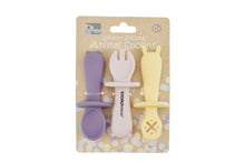 Silicone Animal Sensory Spoons - Pink Yellow