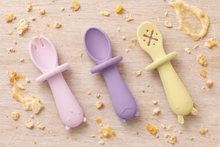 Silicone Animal Sensory Spoons - Pink Yellow