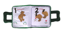Children's book with kangaroo and emu illustrations on a white background