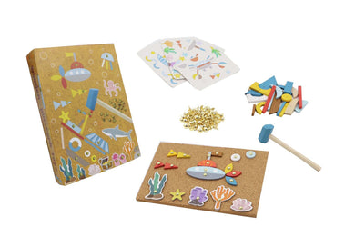Kaper Kidz - Wooden Tap a Shape Set in Bookcase -UNDERWATER WORLD