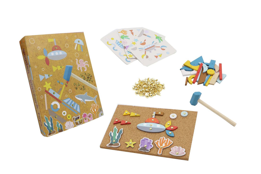 Kaper Kidz - Wooden Tap a Shape Set in Bookcase -UNDERWATER WORLD