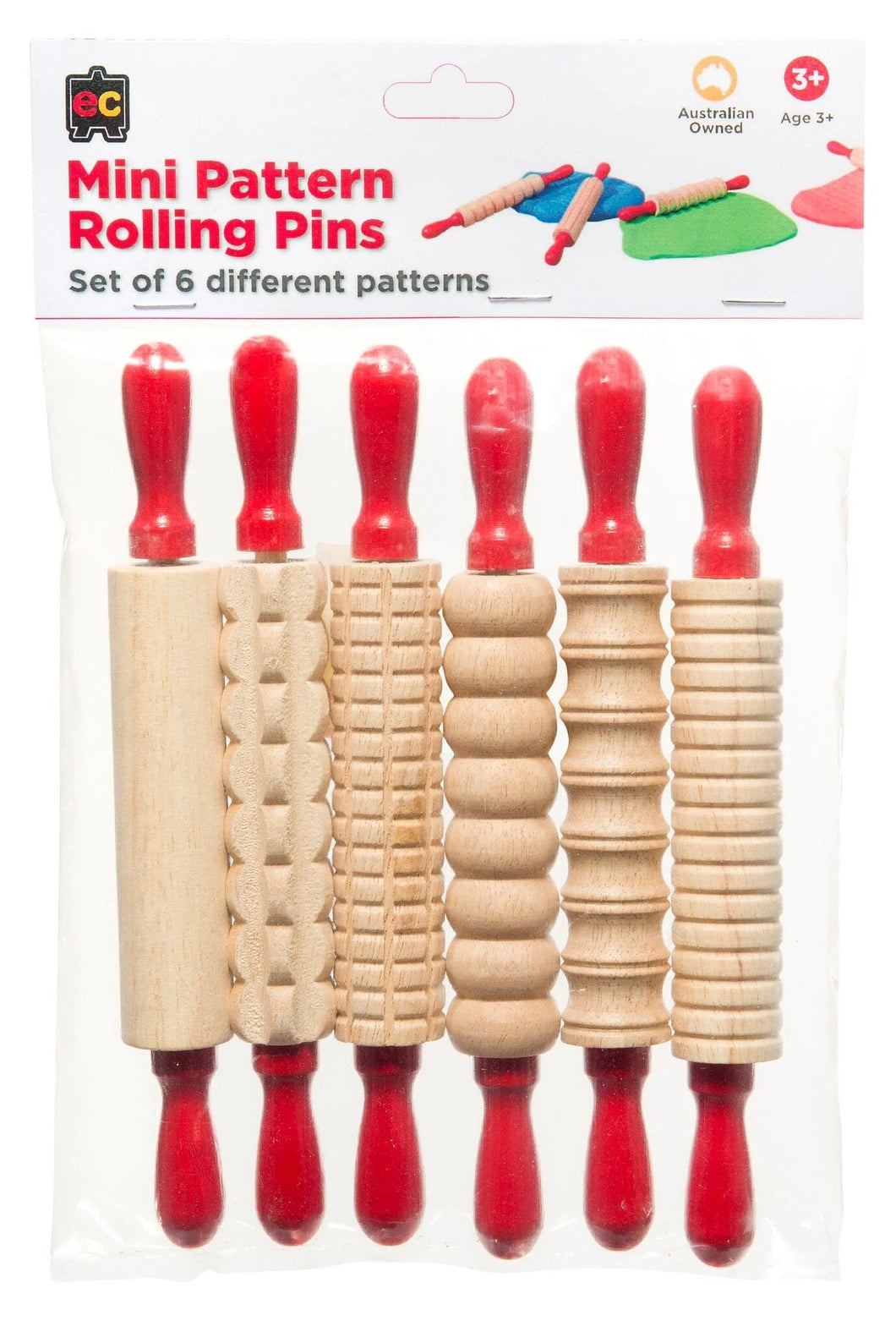 EC - Mini Pattern Rolling Pins (Set of 6)