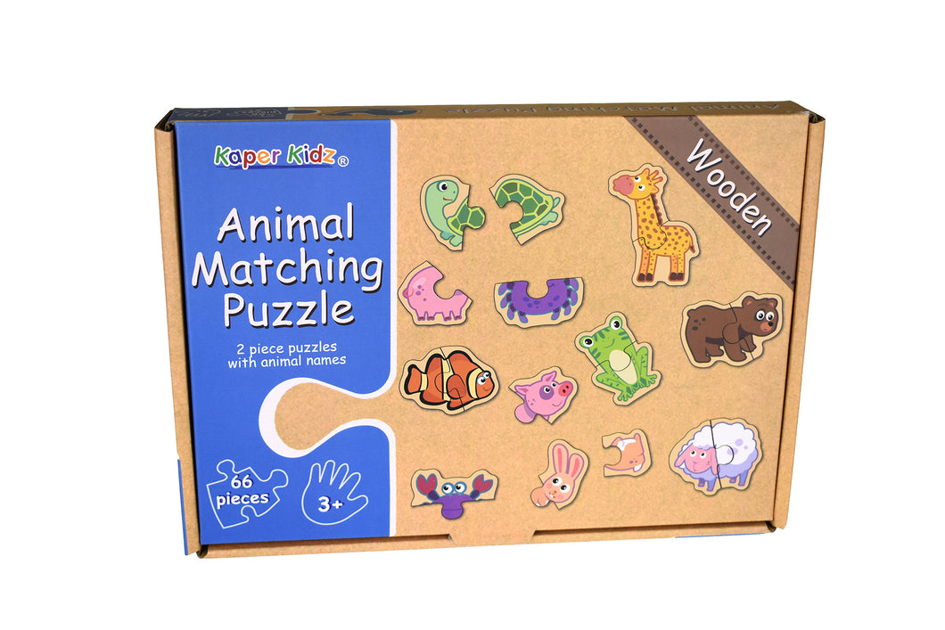 Kaper Kidz - Wooden 2 piece Animal Matching Puzzle (total 66pcs)