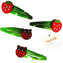4 Pcs Kids Hair Clips: Strawberry and Ladybug