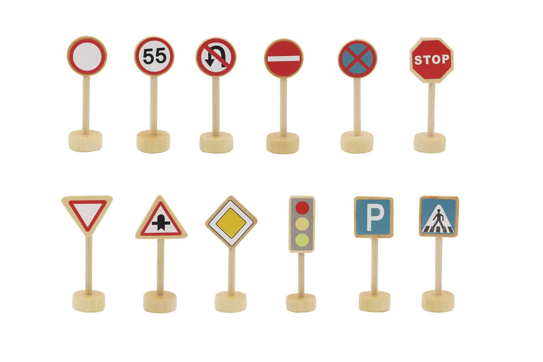 12 Pcs Wooden Road Traffic Sign