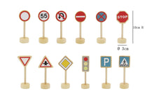 12 Pcs Wooden Road Traffic Sign