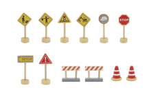 12 Pcs Wooden Construction Road Sign