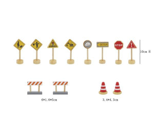 12 Pcs Wooden Construction Road Sign