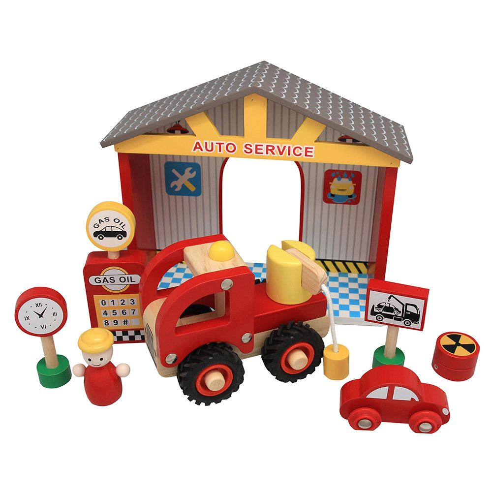 Toyslink Wooden Service Station Set