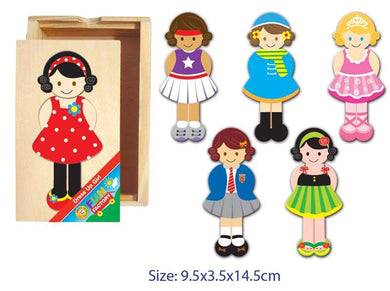 Fun Factory - 18pcs Mix & Match Dress Up Girl Wooden Puzzle Set