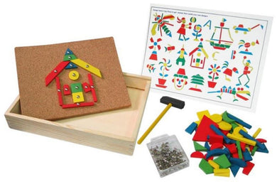 Fun Factory - Tap Tap Set with Hammer Nails and Wooden Shapes in a Wooden Box