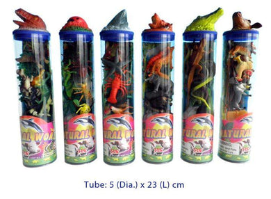 7 Pcs Plastic Animals with playmat in a tube - INSECTS