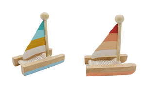 Wooden Toy Twin Hull Sail Boat (small)