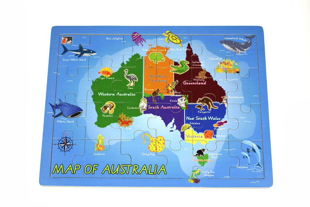 Koala Dream - 24 Pcs Wooden AUSTRALIA MAP Jigsaw Puzzle