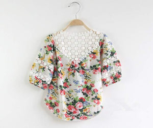 Girls Lace Embroidered Coloured  Shirts