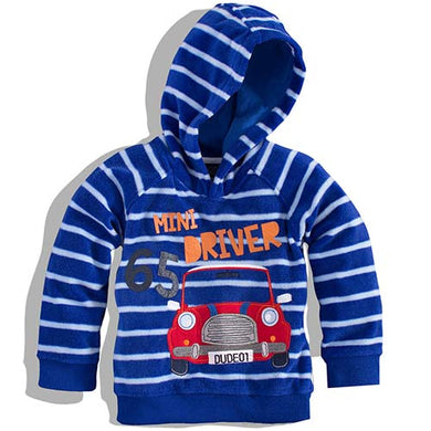 Minoti - Boys Striped Fleece Hooded Top (Scooter7)