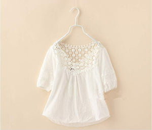 Girls Lace Embroidered White Shirts