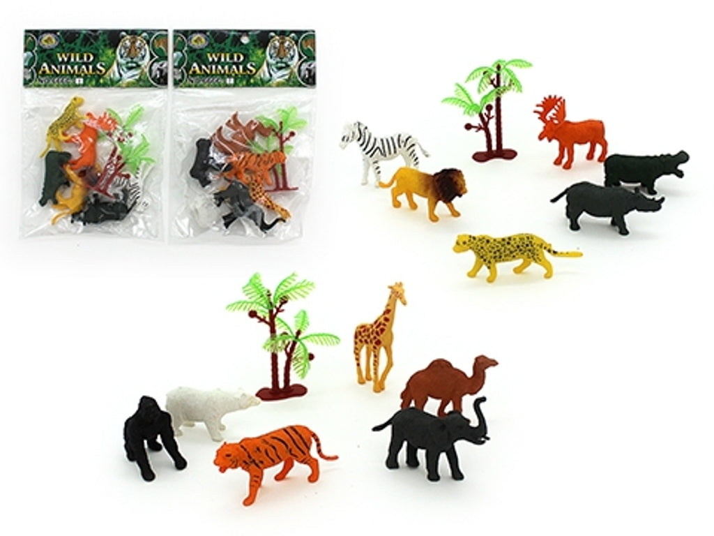Wild Animals Small Plastic Safari Animals 12 Pcs Mini Plastic