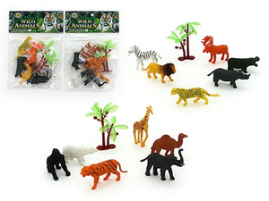 12 Pcs Mini Plastic Animals - WILD