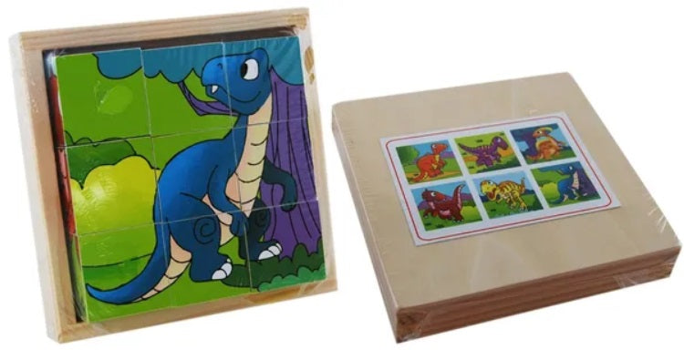 Elka - Wooden Cube Puzzle - Dinosaurs