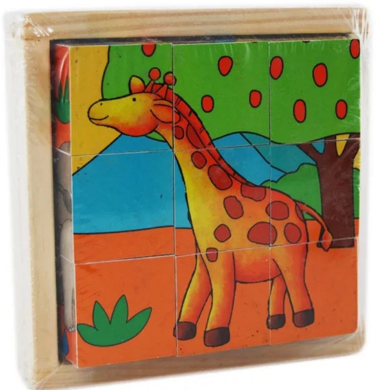 Elka - Wooden Cube Puzzle - Zoo Animals