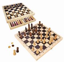 Fun Factory - 3 in 1 Fold Up Game Set: Chess, Checkers and Backgammon