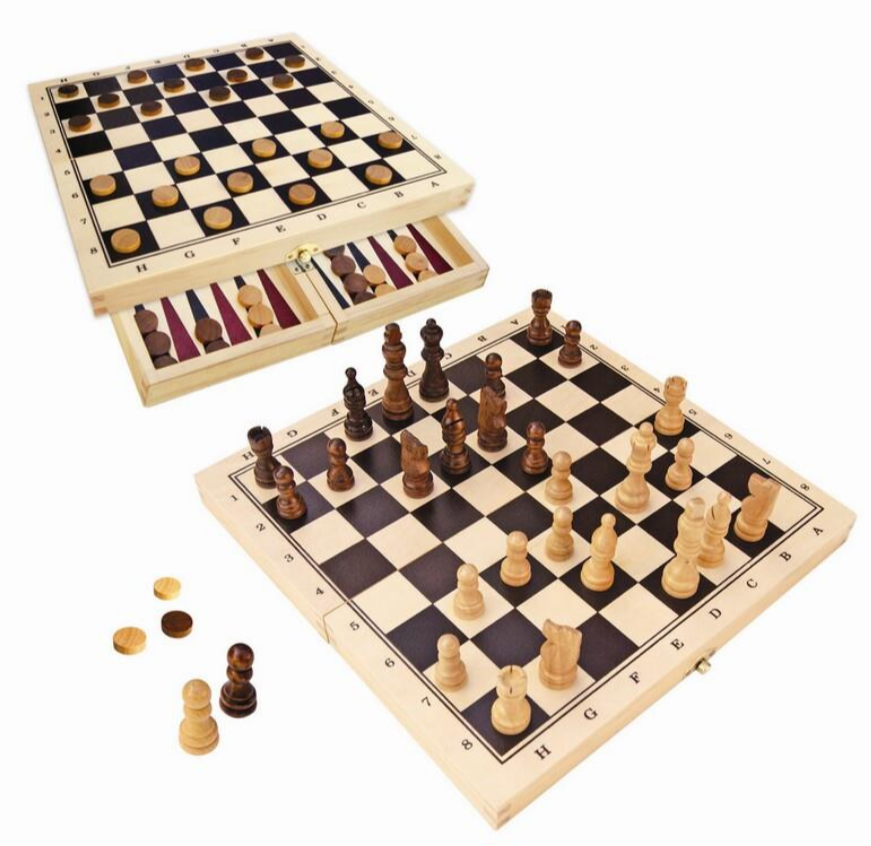 Fun Factory - 3 in 1 Fold Up Game Set: Chess, Checkers and Backgammon ...