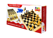 Fun Factory - 3 in 1 Fold Up Game Set: Chess, Checkers and Backgammon