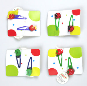 8 Pcs Kids Hair Clips: Strawberry, Ladybug, Fish and Frog