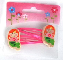 2 Pcs Wooden Kids Hair Clips  - Mermaid