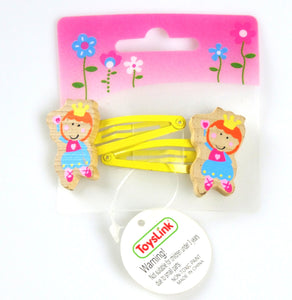 2 Pcs Wooden Kids Hair Clips  - Princess