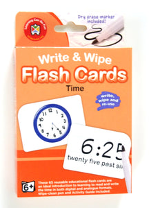 Write & Wipe Time Flash Cards with Dry erase Marker