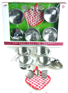 STAINLESS STEEL Cooking SET  Toys - 9 PCS