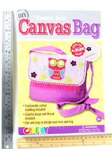 DIY Design Your Canvas Bag OWL Sewing Kit with safety needle