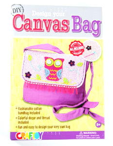 DIY Design Your Canvas Bag OWL Sewing Kit with safety needle