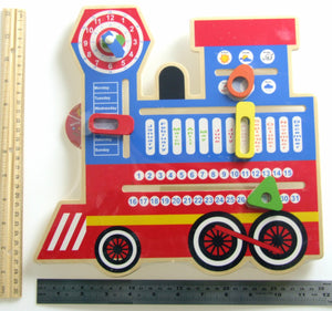 Wooden Train Calendar Clock and Weather Chart