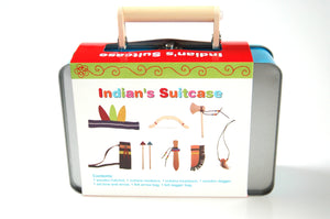 Wooden Indian Set in a tin Case