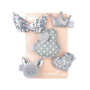 5 Pcs Kids Hair Clips (GREY Rabbit)