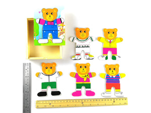 18pcs Mix & Match Dress Up Mama Bear Wooden Puzzle Set