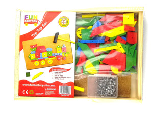 Fun Factory - Tap Tap Set with Hammer Nails and Wooden Shapes in a Wooden Box