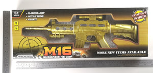 M16 Gold SubMachine Gun with flashing light and sound Toy