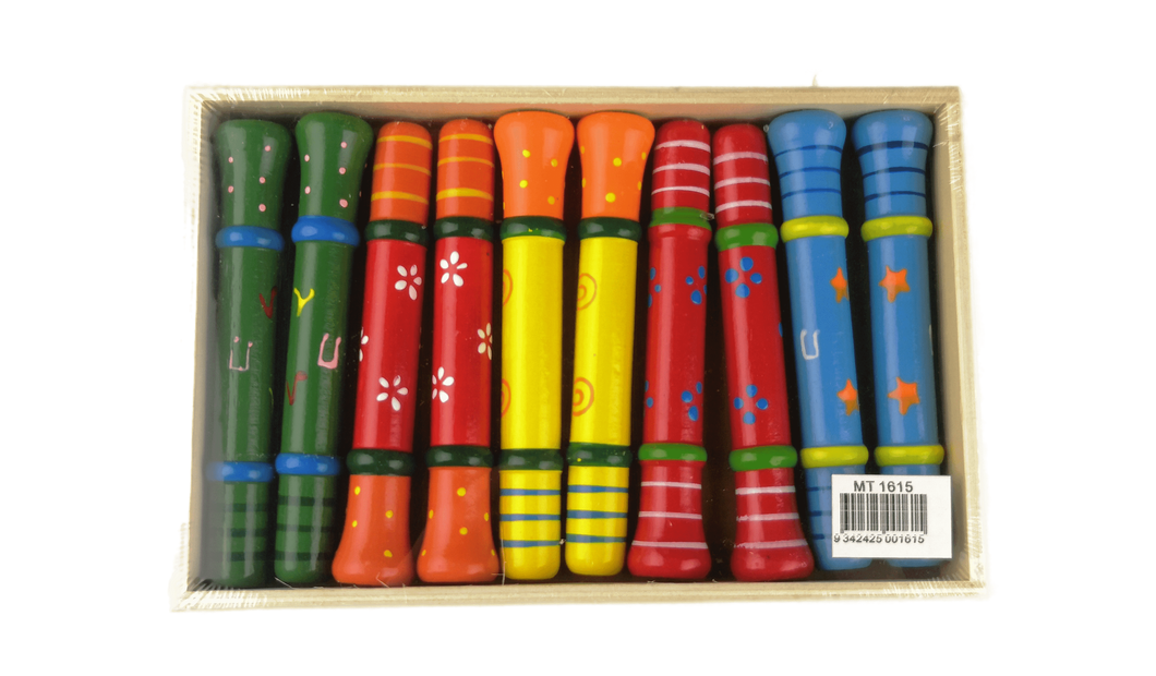 Wooden Colourful Whistle set of 10