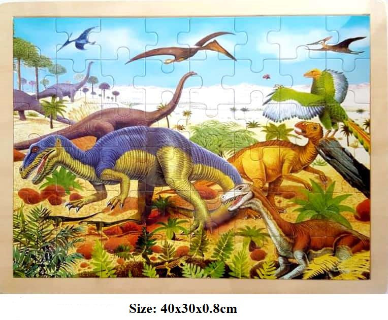 Fun Factory - 48 Pcs large Wooden DINOSAUR Jigsaw Puzzle