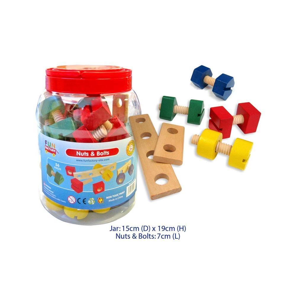 Fun Factory - 56 Pcs Wooden Nuts and Bots in a Jar