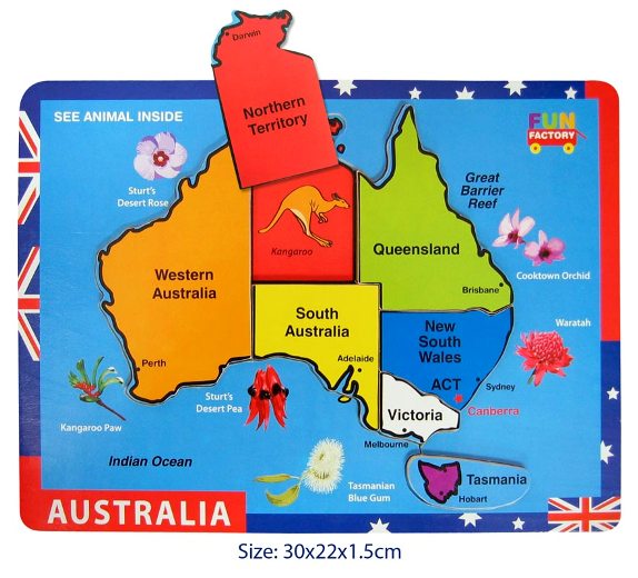 Fun Factory - Raised Wooden Puzzle  Australia Map