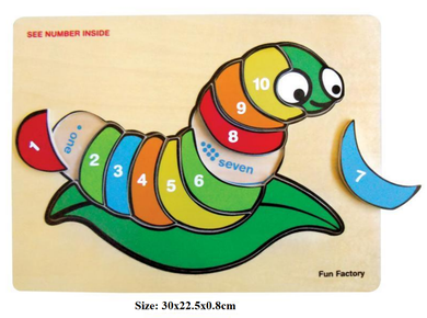 Fun Factory - Raised Wooden Puzzle Numbers -Silk Worm
