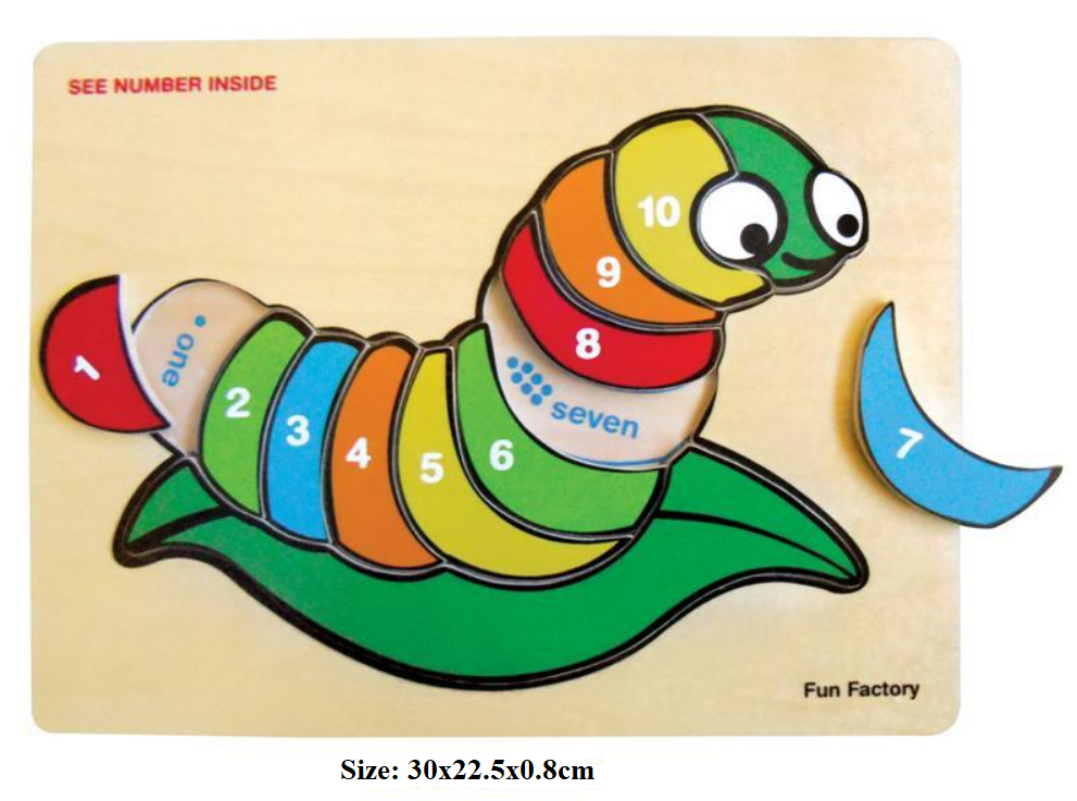 Fun Factory - Raised Wooden Puzzle Numbers -Silk Worm