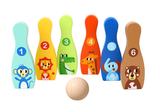 Tooky Toy - Wooden Jungle Bowling Set