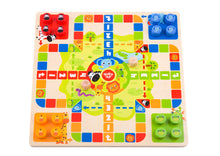 Tooky Toy 2 in 1 Wooden Board Game - Snakes and Ladders, Ludo Game